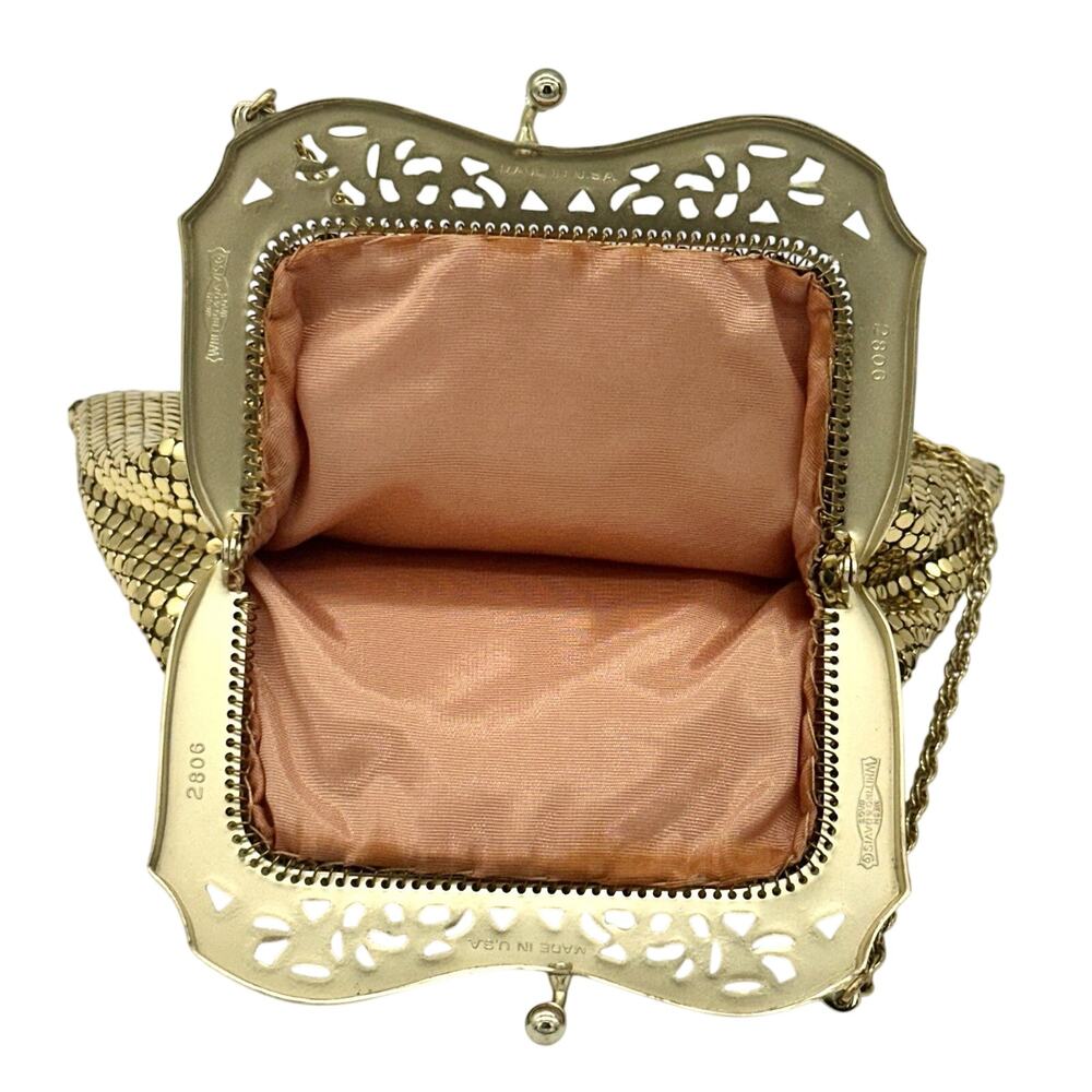 Whiting & Davis Mesh Purse Art Deco Gold Tone Vintage Evening Bag Chain Strap - Picture 7 of 9